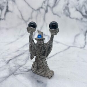 Vintage Comstock Pewter Wizard Crystal Balls & Blue Accent